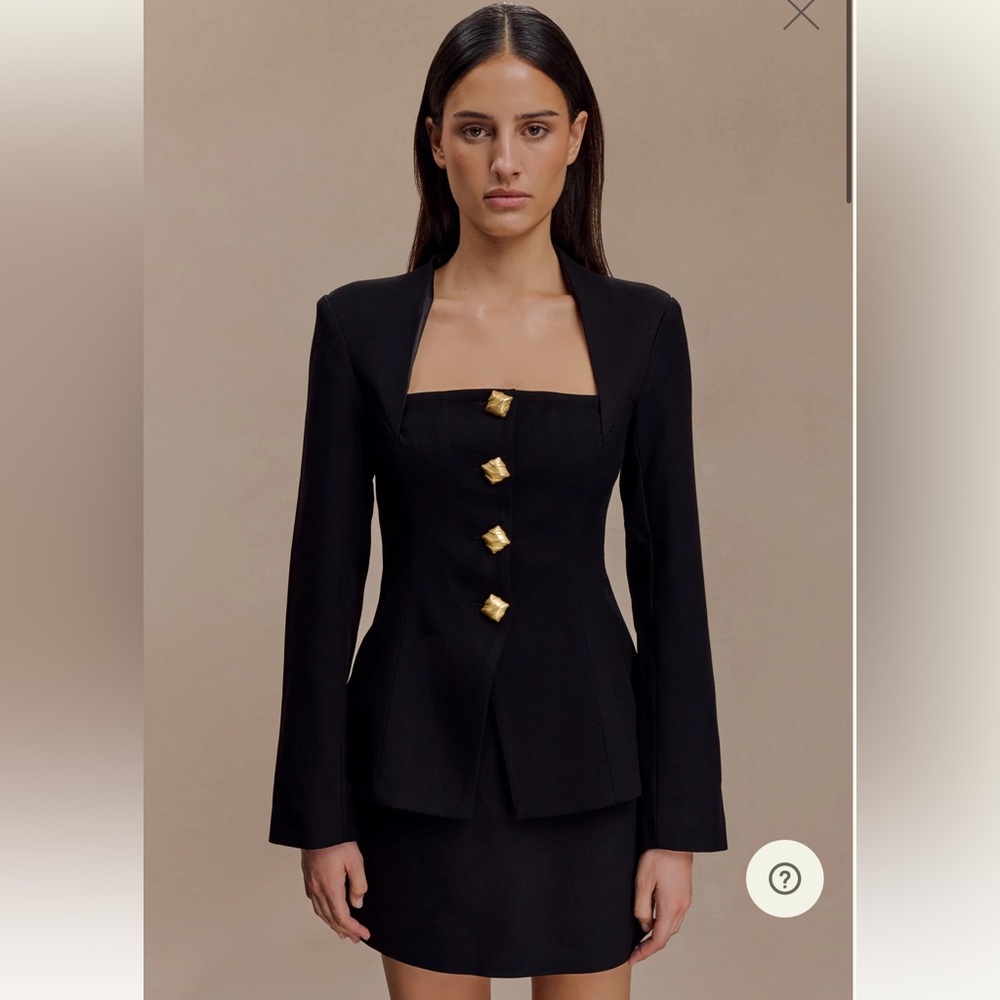 Meshki Black Blazer with Gold Buttons